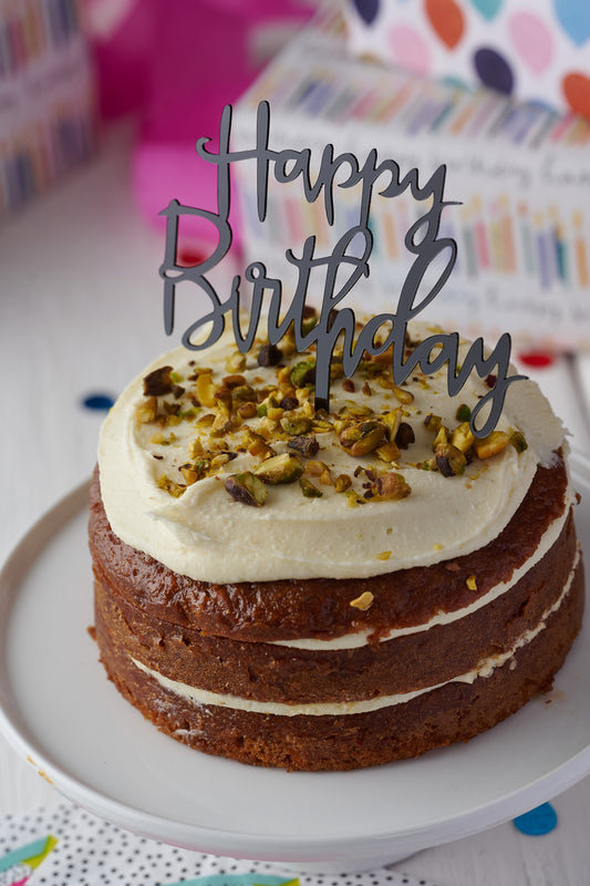 Happy Birthday Cake Topper- Black