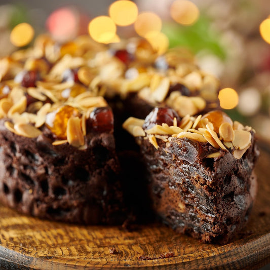 brandy fruit and nut cake slice