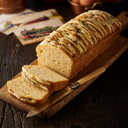 sliced lemon and poppyseed loaf cake