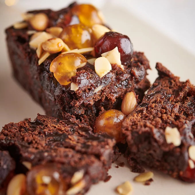 sliced brandy fruit and nut cake