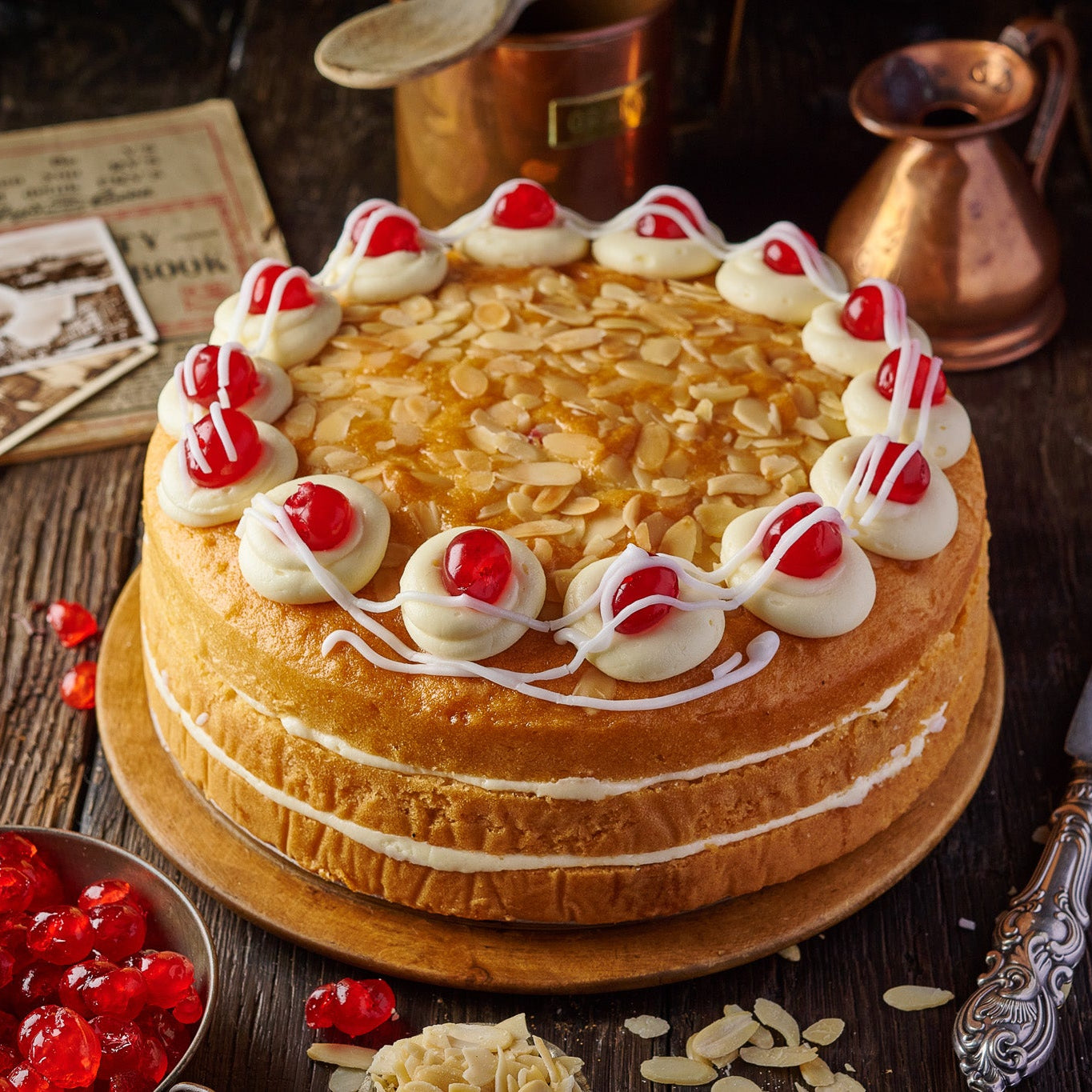 Cherry Bakewell Cake- NGCI (14 Portions)