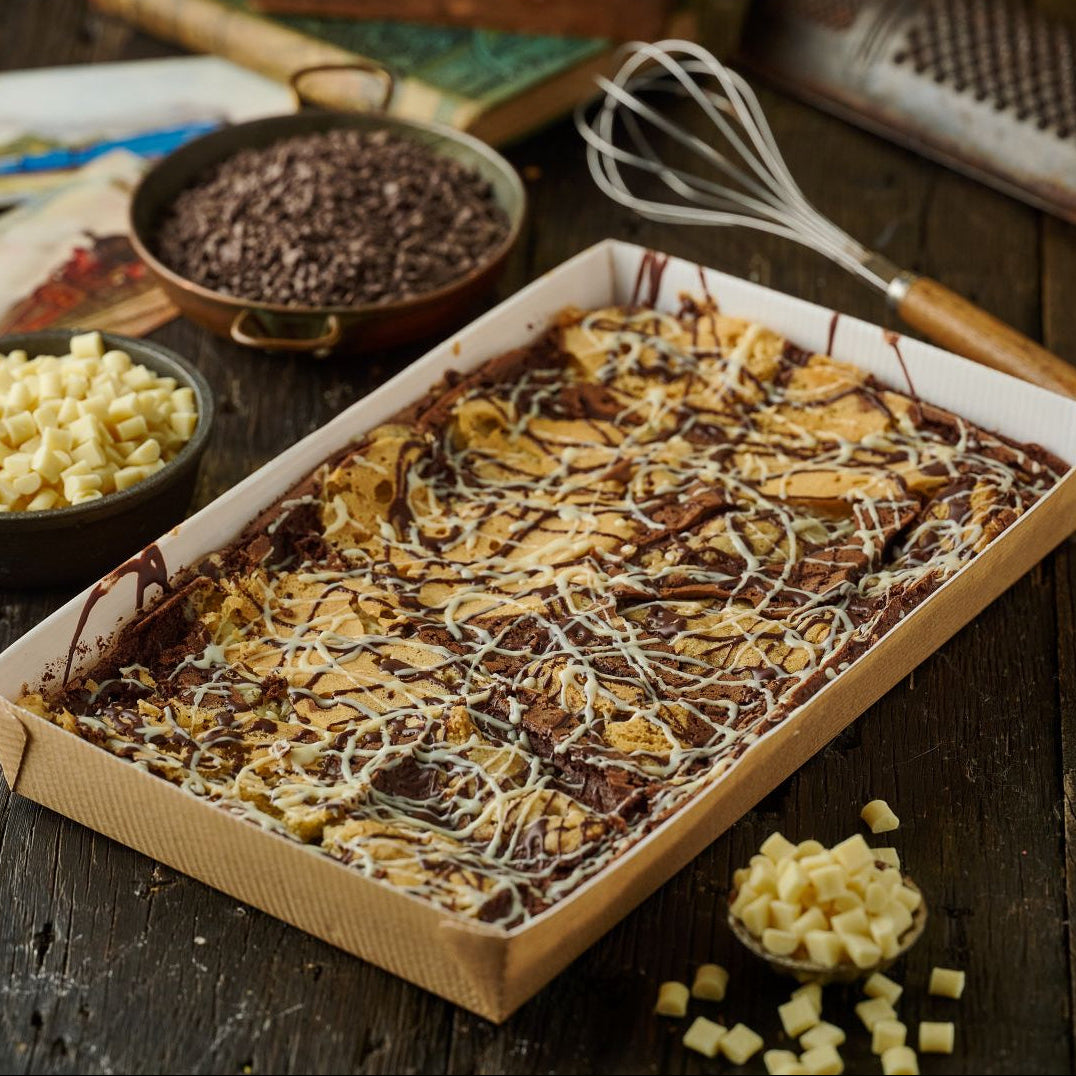 brookie traybake- a mix of brownie and cookie dough baked together 
