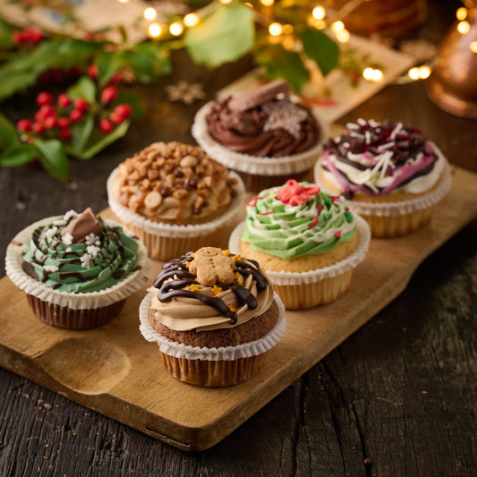 selection of 6 christmas cupcakes 
