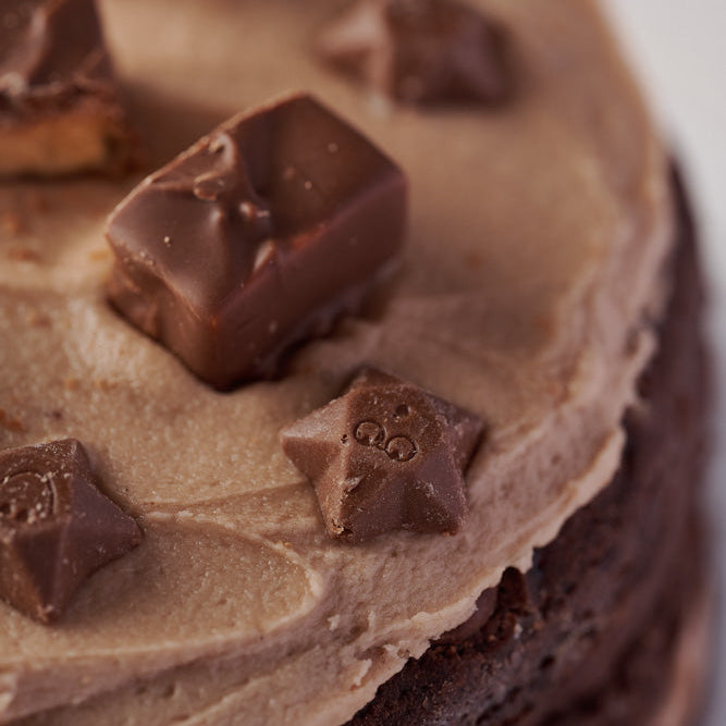 Close up of Milky Way chocolate cake