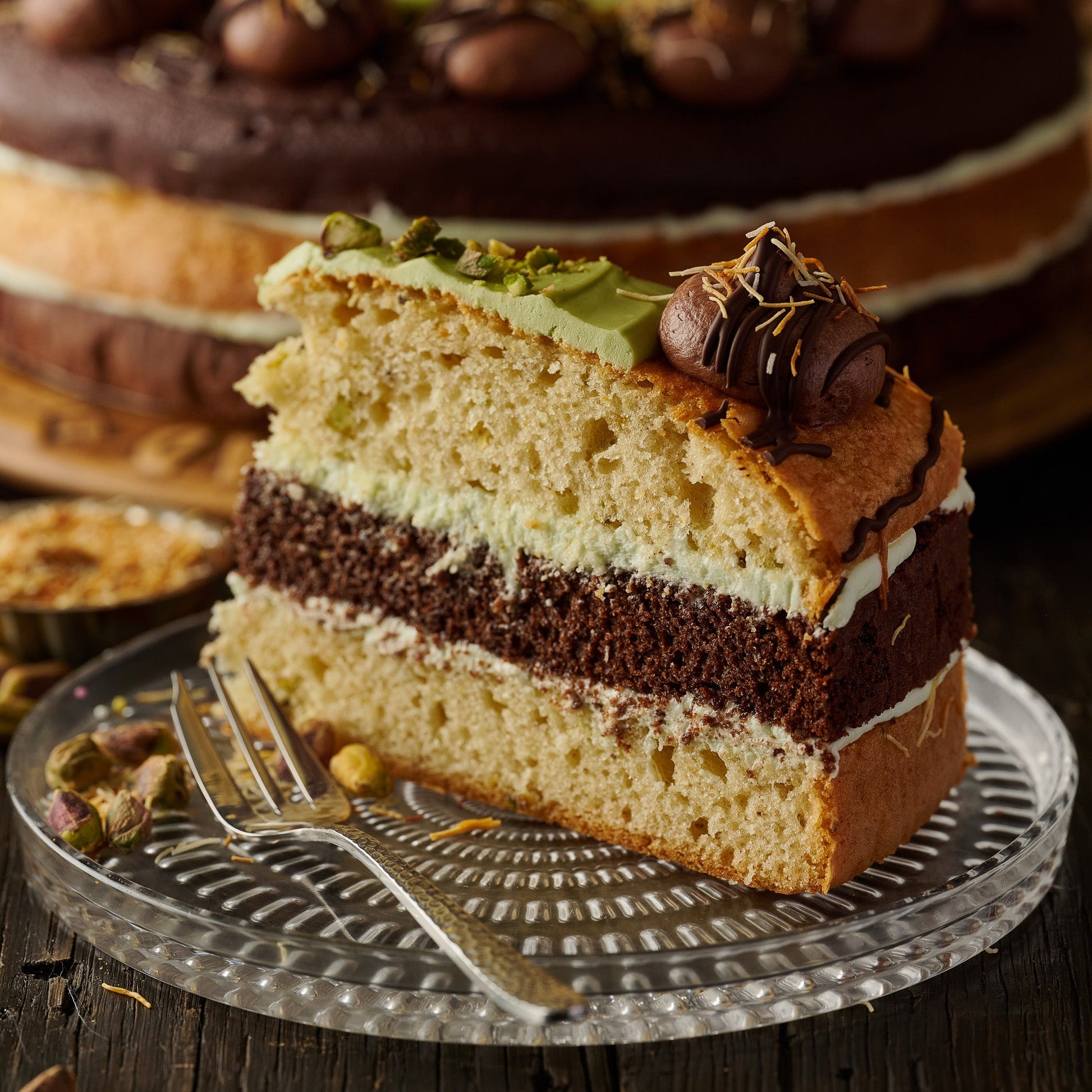 DUBAI STYLE PISTACHIO AND CHOCOLATE CAKE