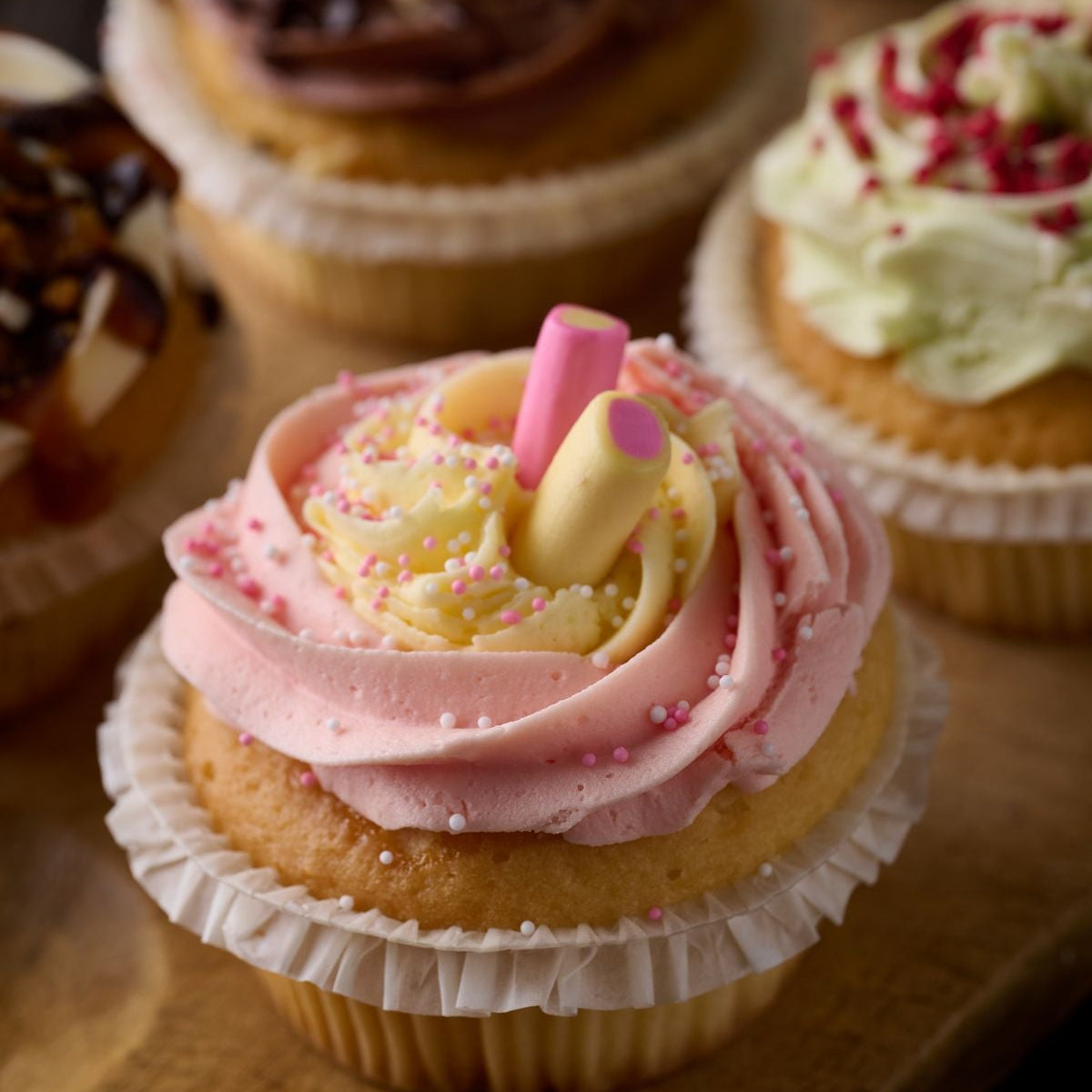 Rhubarb & custard cupcake