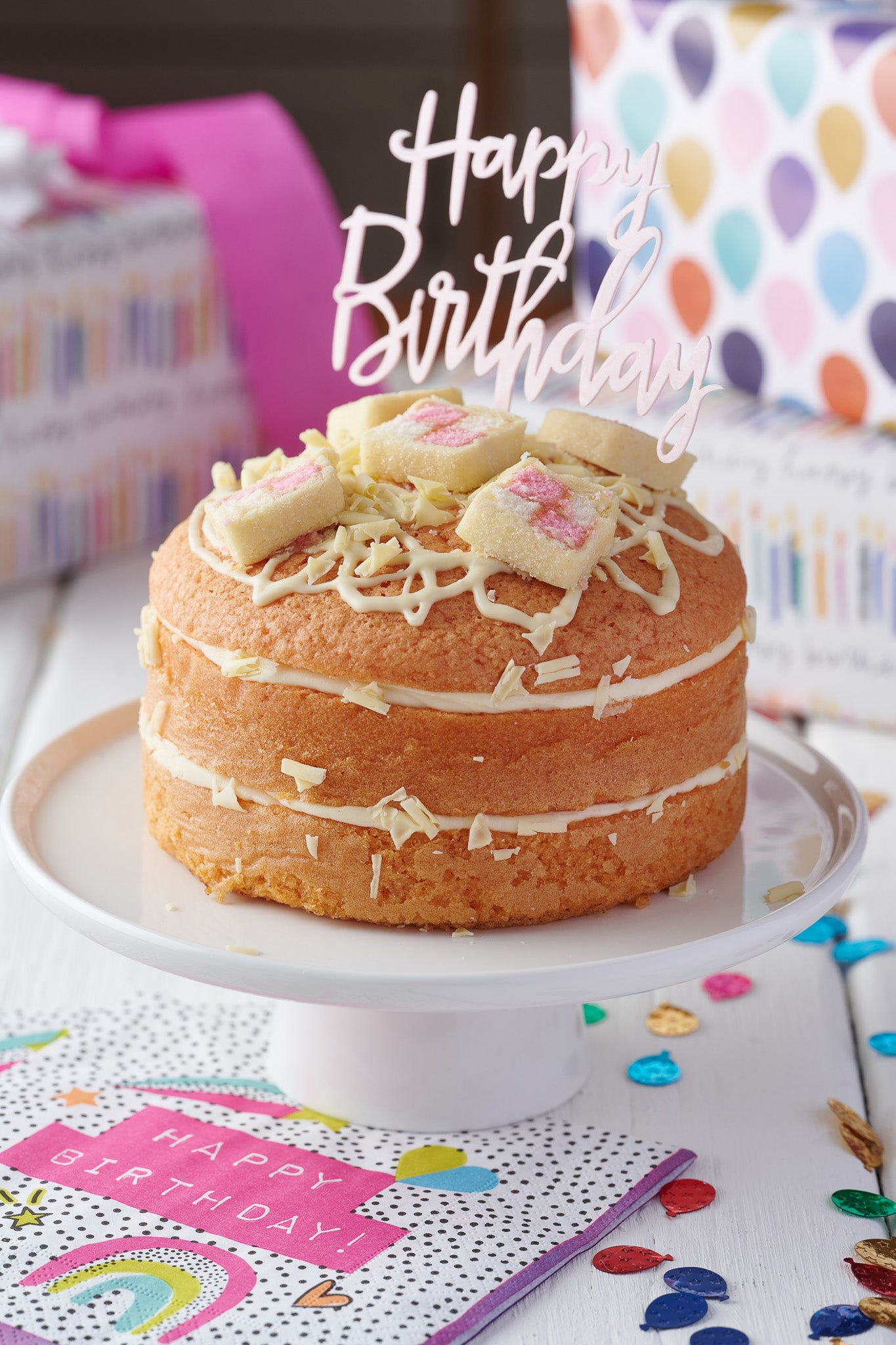 Happy Birthday Cake Topper- Pink