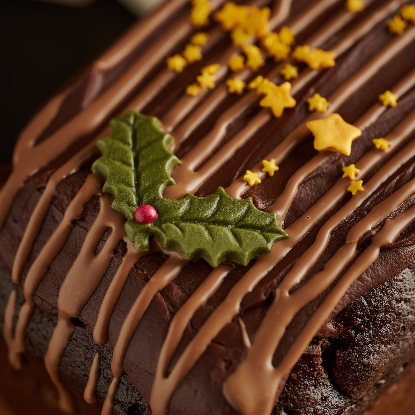 Chocolate Yule Log Loaf Cake