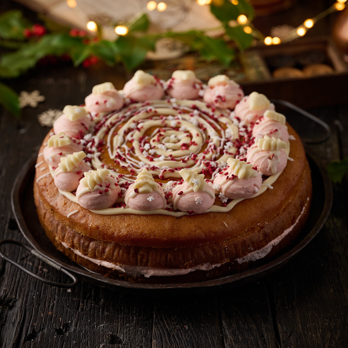 Winter Raspberry, Cranberry & White Chocolate Cake- NGCI (14 portions)