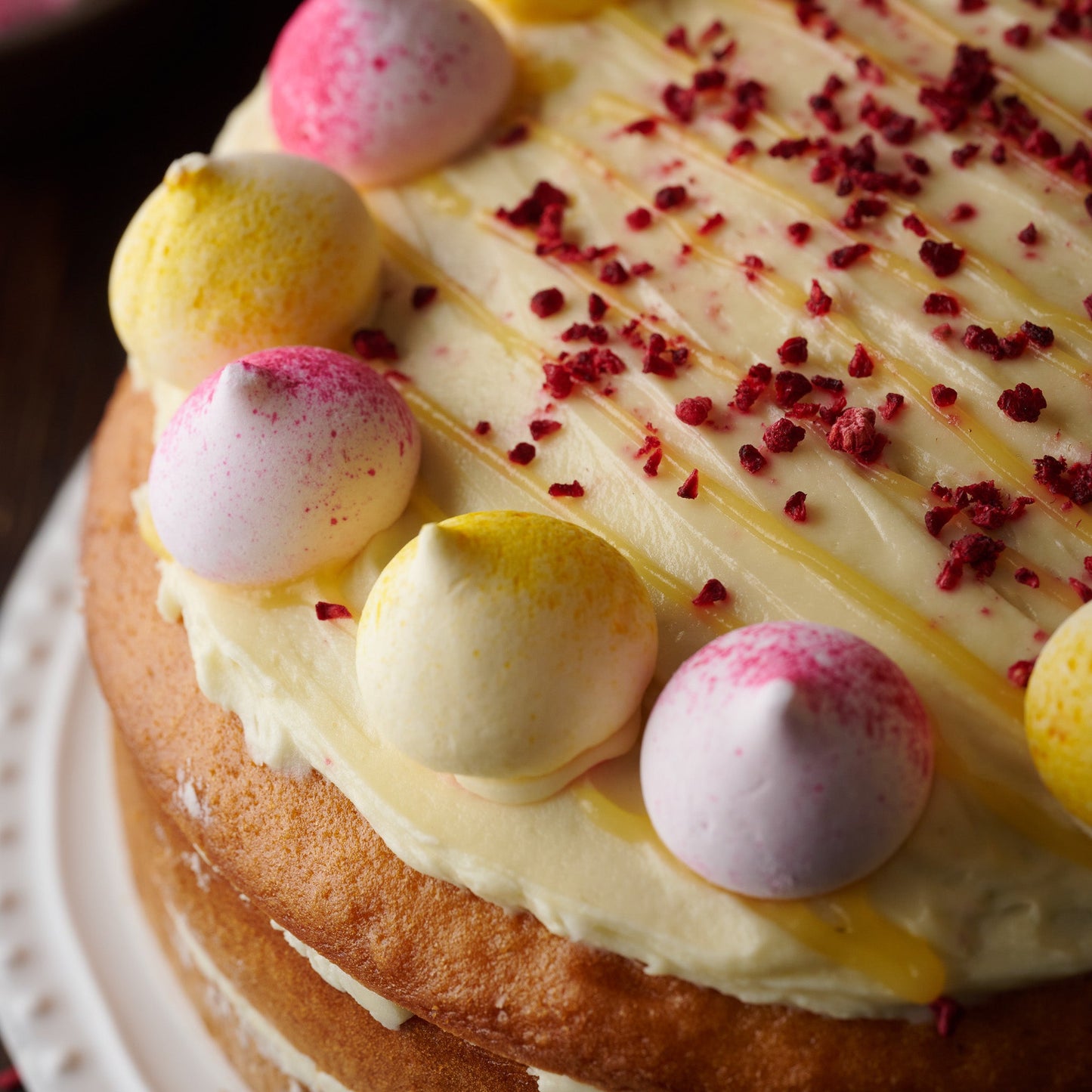 Raspberry & Lemon Meringue Cake (14 Portions)