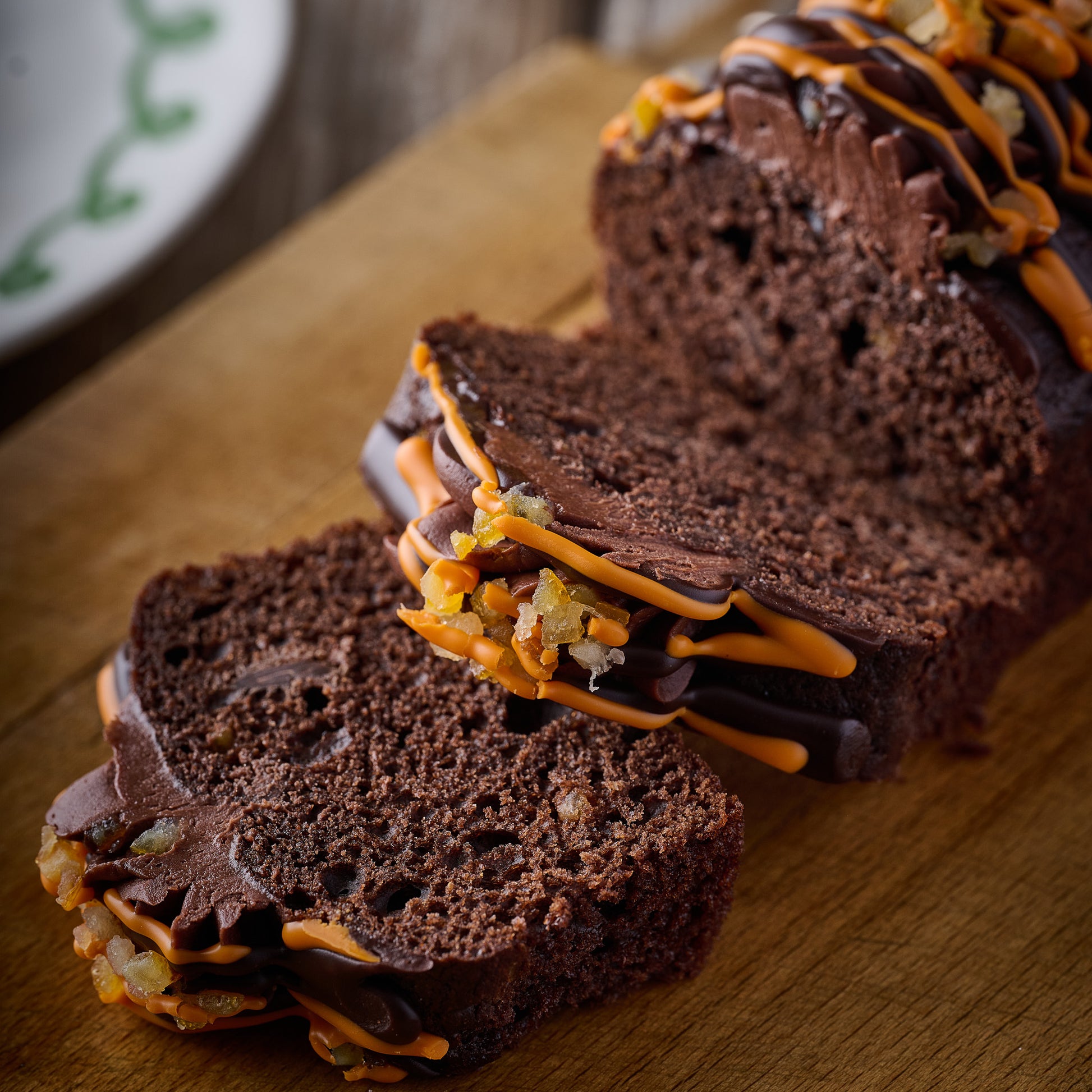 chocolat orange loaf cake slice 