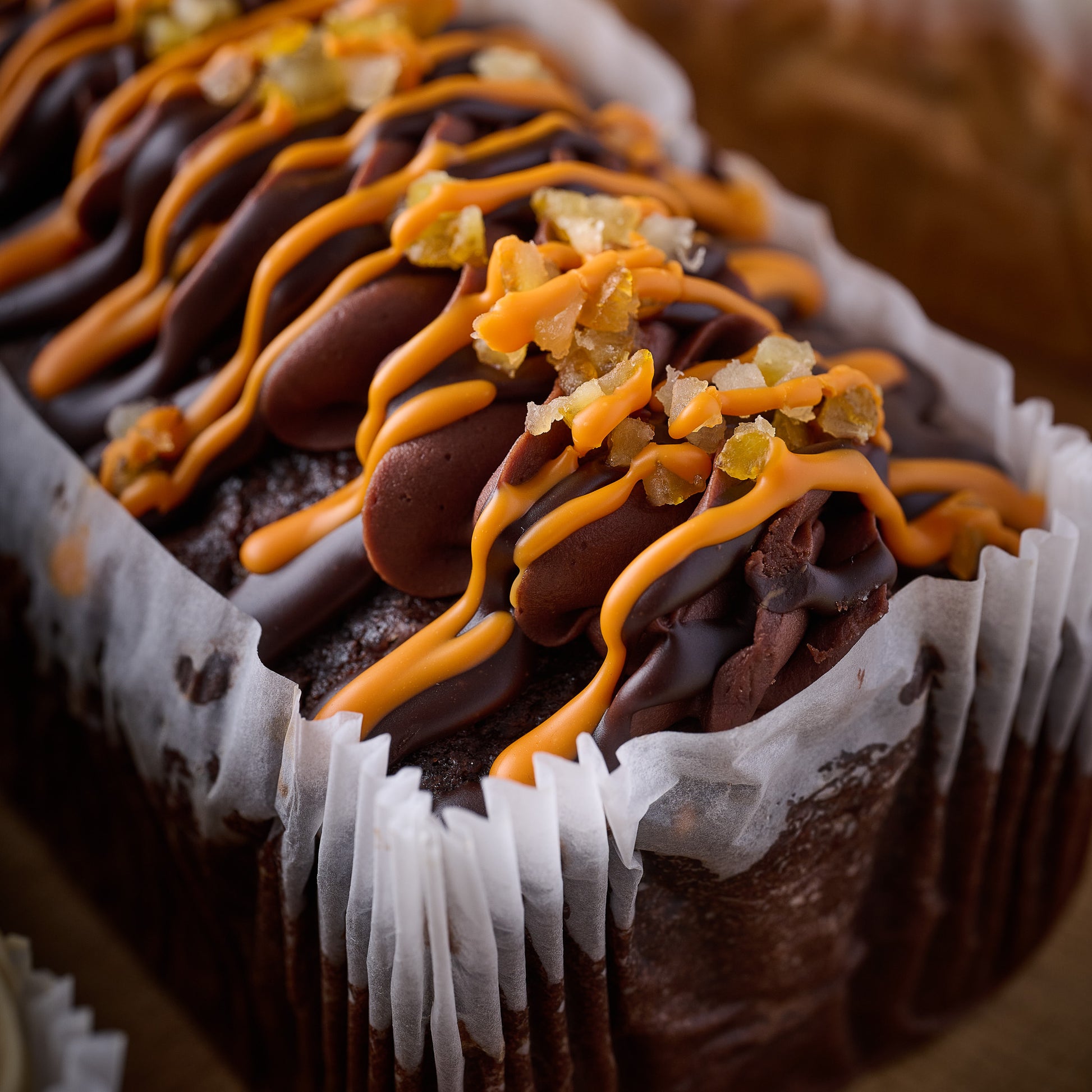 close up chocolate orange loaf cake