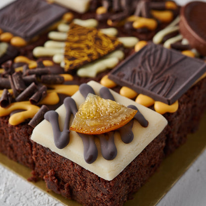 squares of chocolate orange truffle cake 