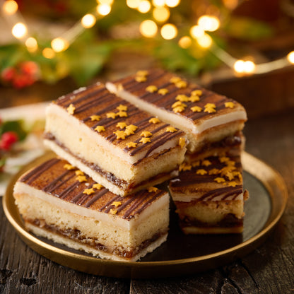 slices of mincemeat and toasted marzipan tart