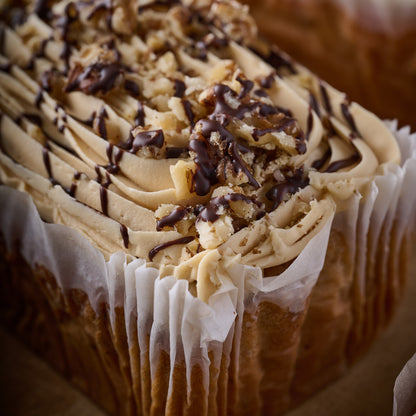 close up coffee and walnut loaf cake