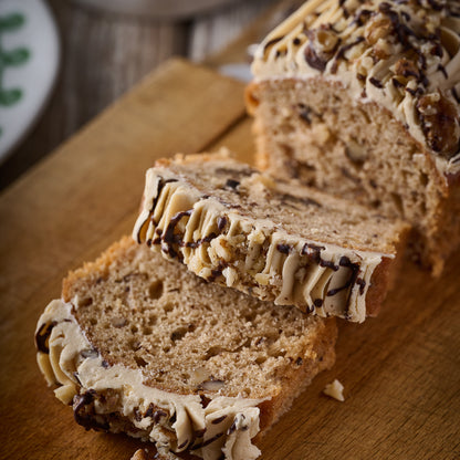coffee and walnut loaf cake slice 