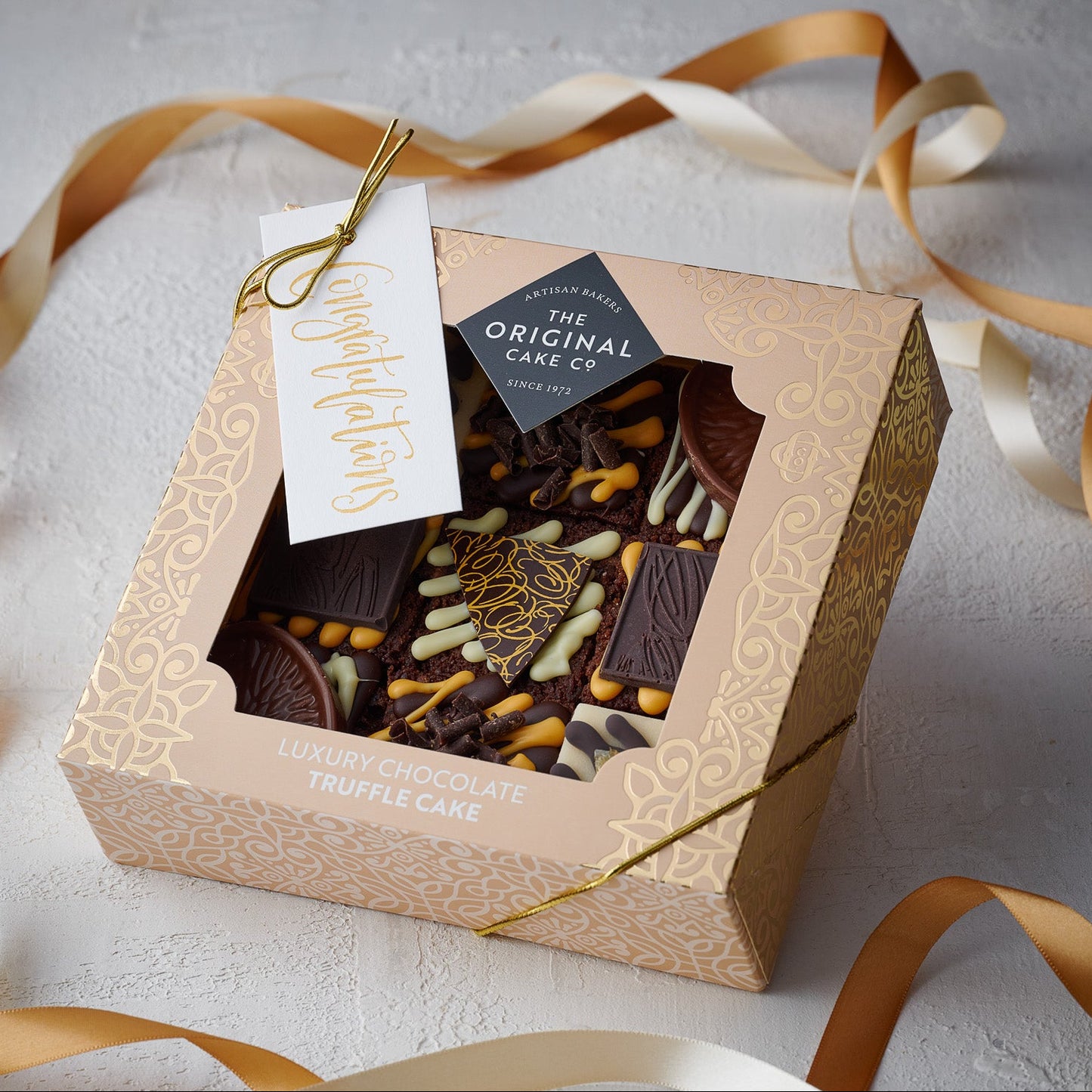congratulations gift box- chocolate orange truffle cake