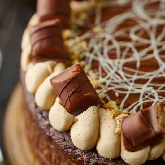 close up of chocolate bueno birthday cake 