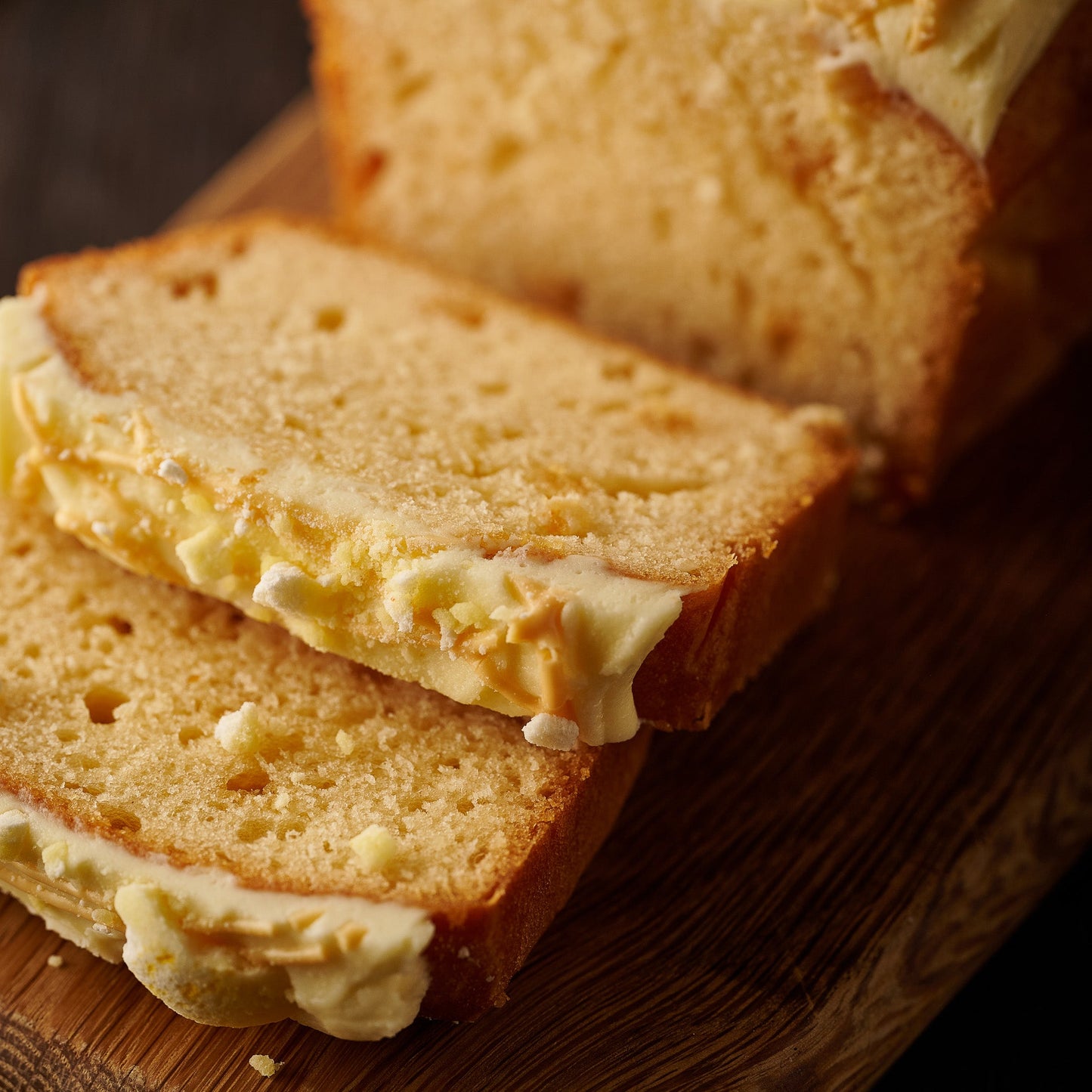 st clements loaf cake slice close up 