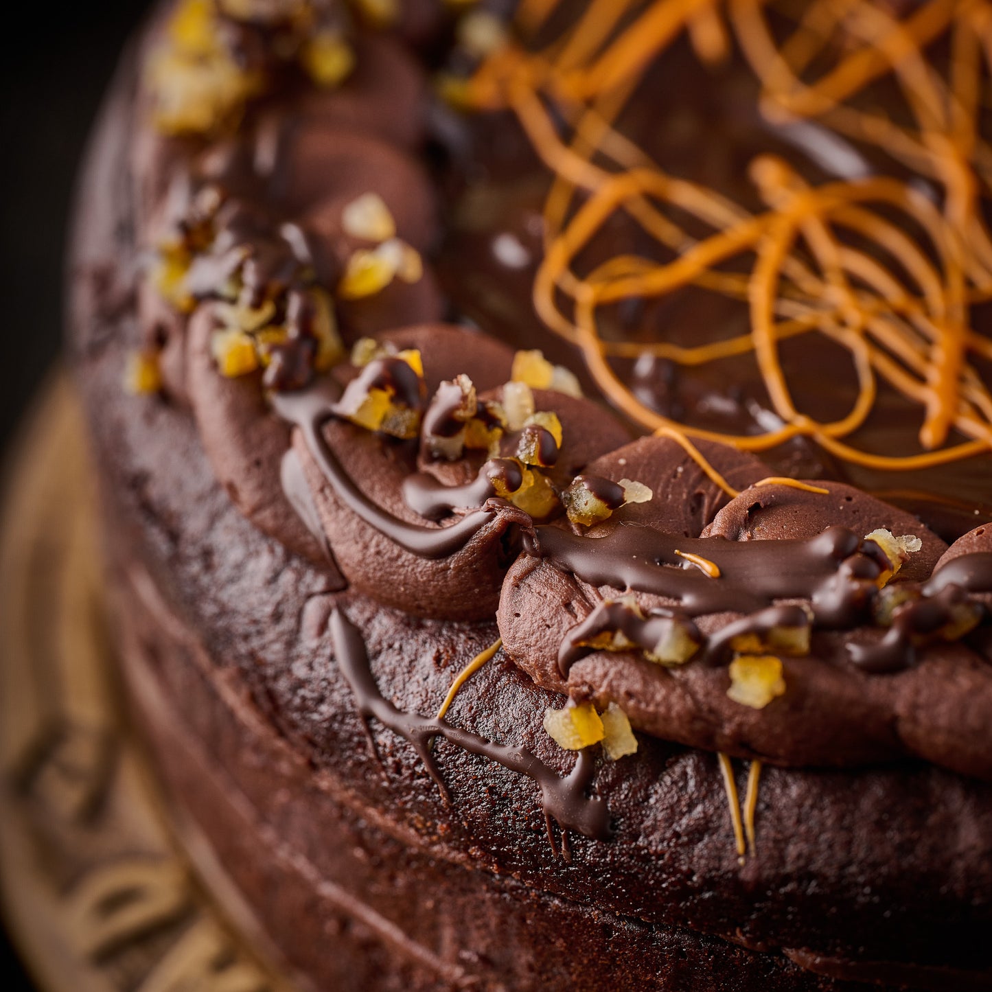 close up of vegan chocolate orange cake