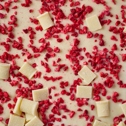 white chocolate and raspberry brownie